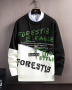 Printed Colorblock Knit Jumper - Midnight Black, M image