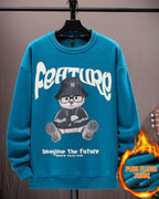 Printed Crewneck Cotton Sweatshirt - Pelorous, M image
