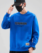 Letter Detail Cotton Sweatshirt - Blue, XXXL image