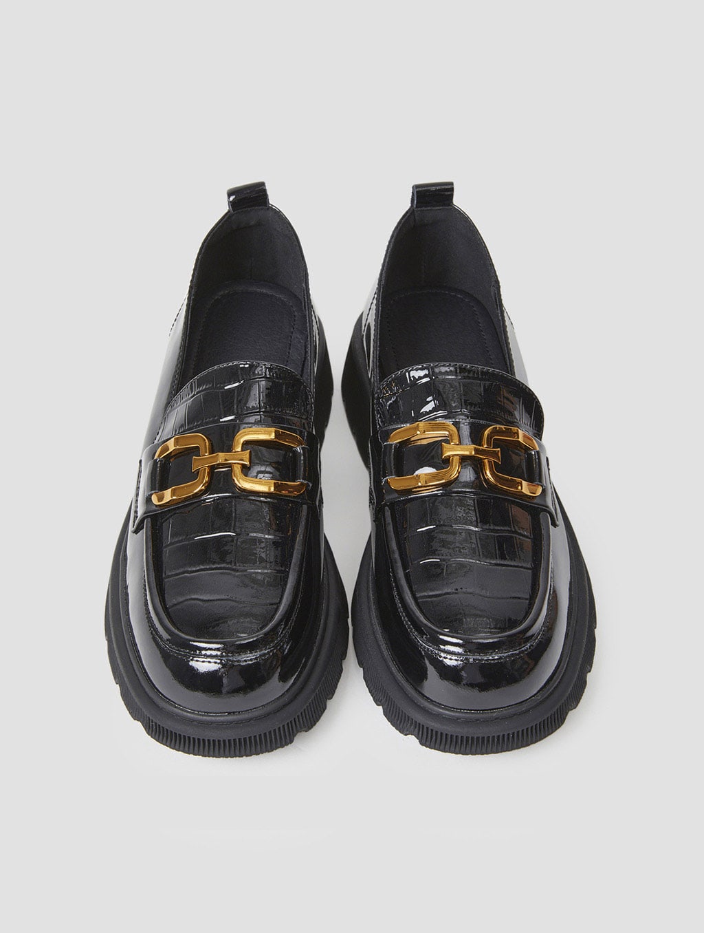 Croc-Effect Leather Platform Loafers image 0