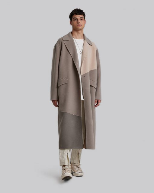 Paneled Cashmere Coat - Grey, M image