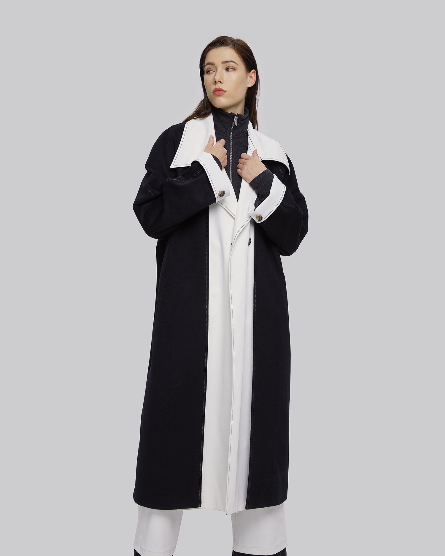 Black &amp; White Long Coat image 1