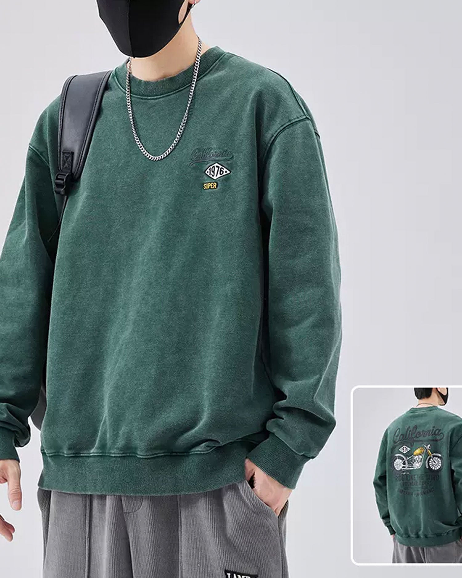 Vintage Crewneck Cotton Sweatshirt - Evening Forest, M image