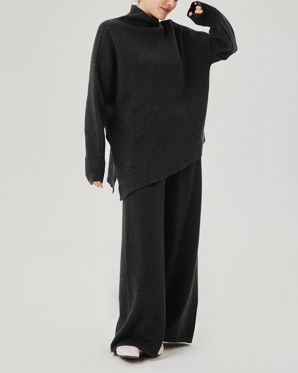 Wool Slant Cut Lounge Set - Bright Grey, M image