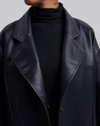 Faux Leather Coat with Pinched Pleats image 5