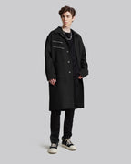Double Zipper Wool Coat - Black, XL image