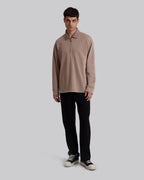 Zippered Polo Shirt with Splits - Brown, M image