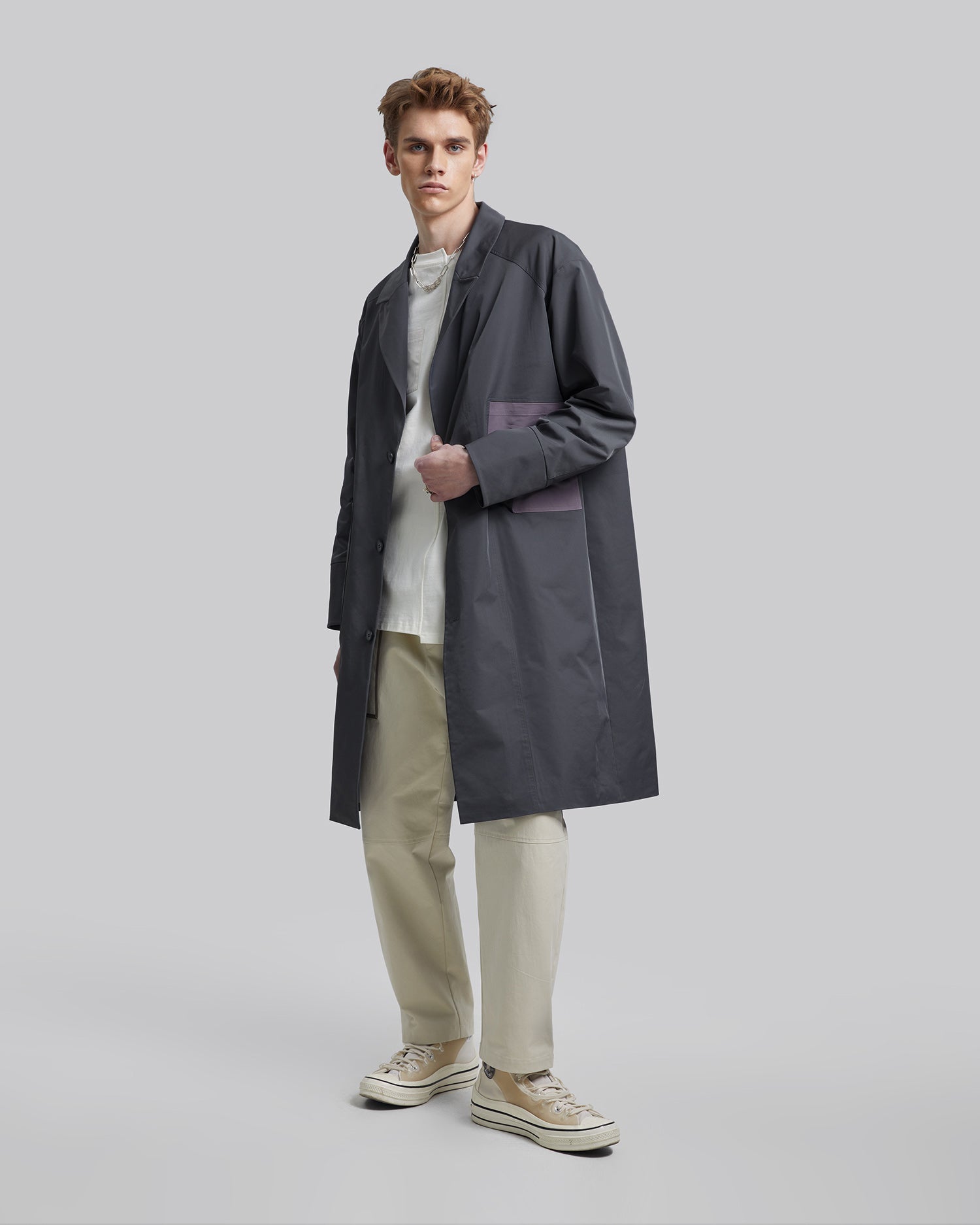Diamond-Shape Pocket Long Coat image 1