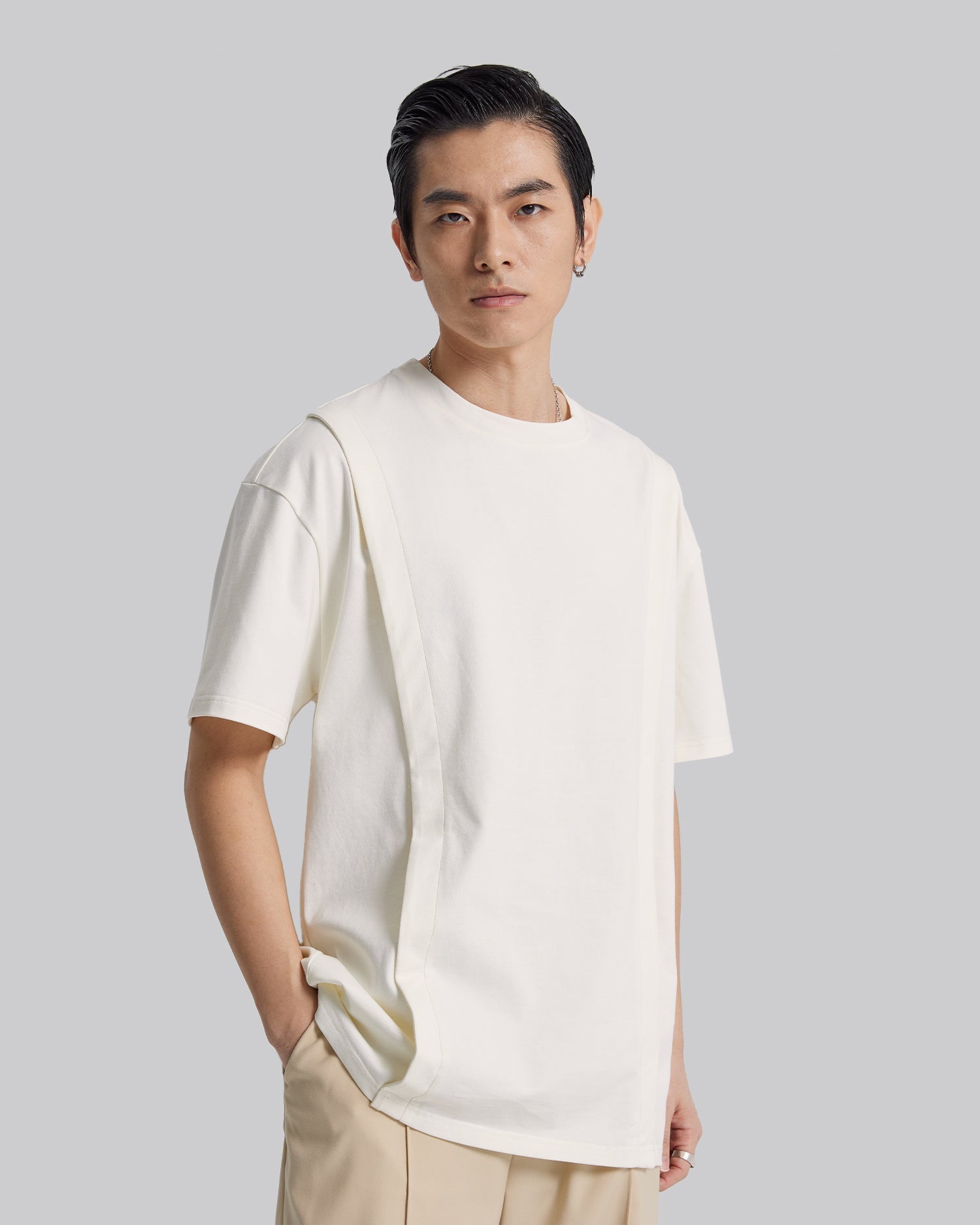 Paneled Long T-Shirt With Graphics image 4