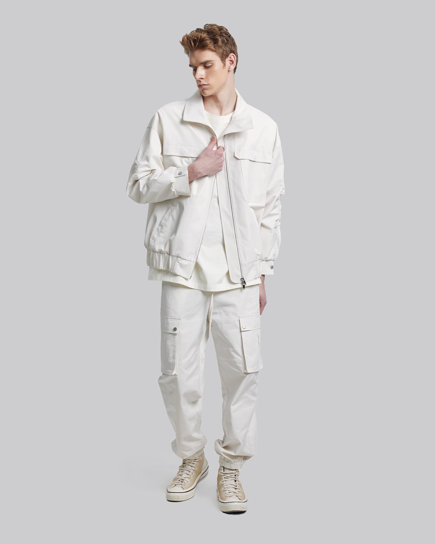 Full Zip Track Jacket - Beige, L image