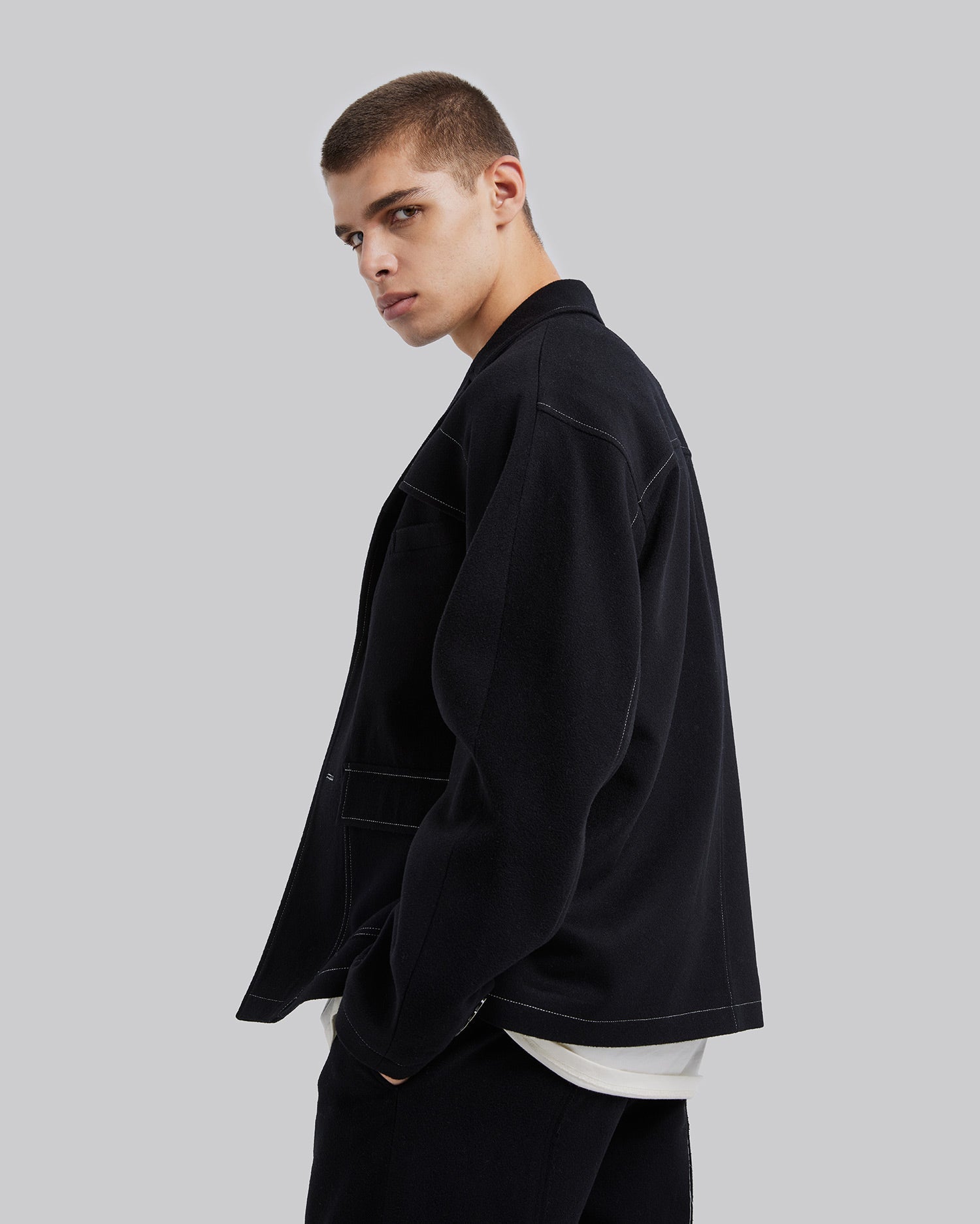Exposed Seam Wool Blazer image 3