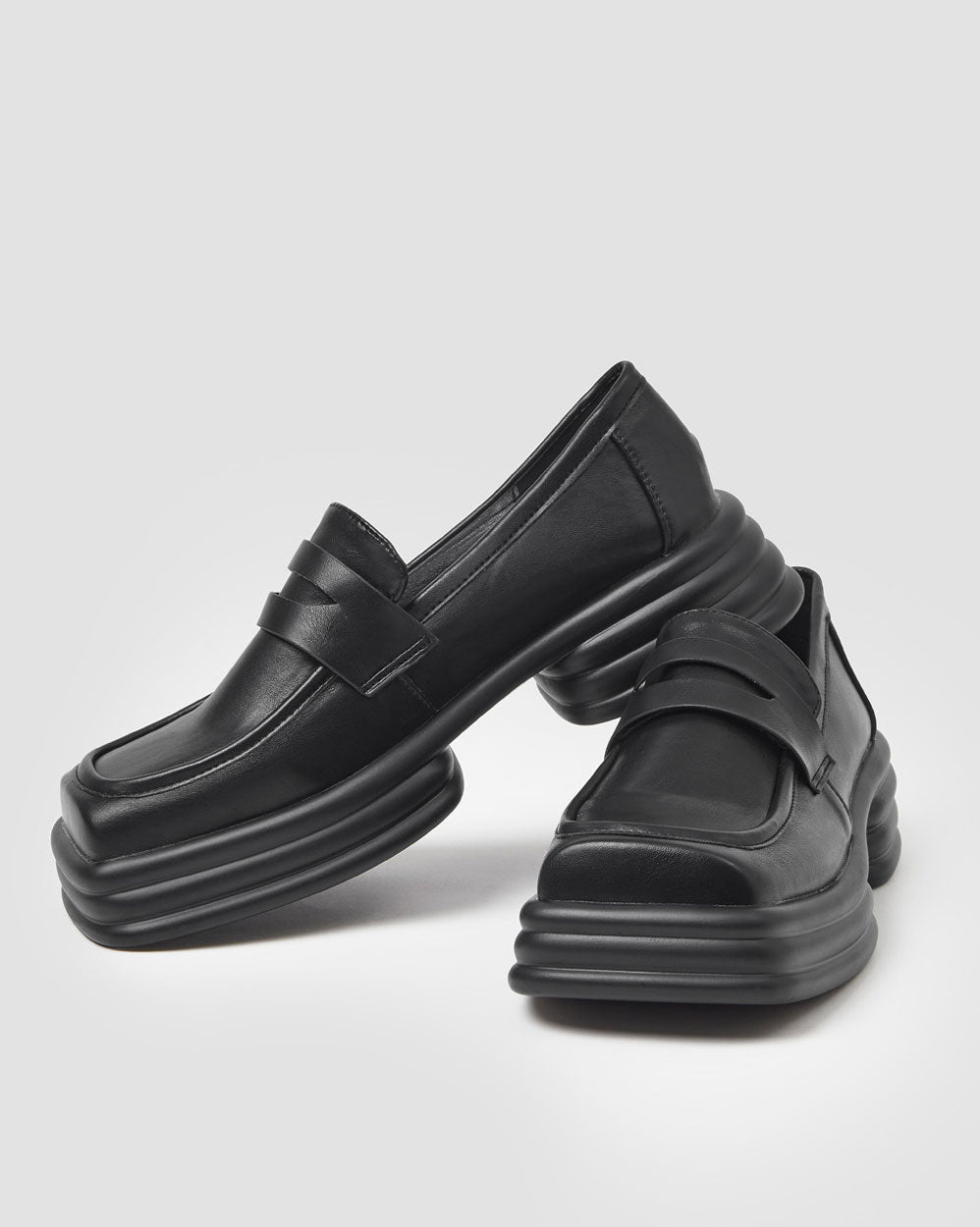 Square Toe Loafers - Black, 5 image