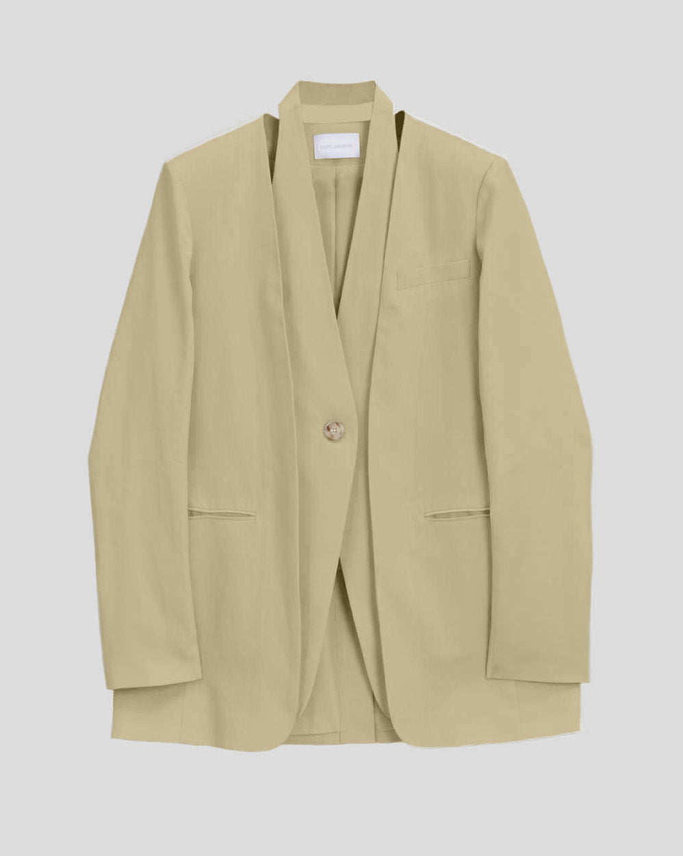 1 × Linen Layered Blazer - Khaki, M image