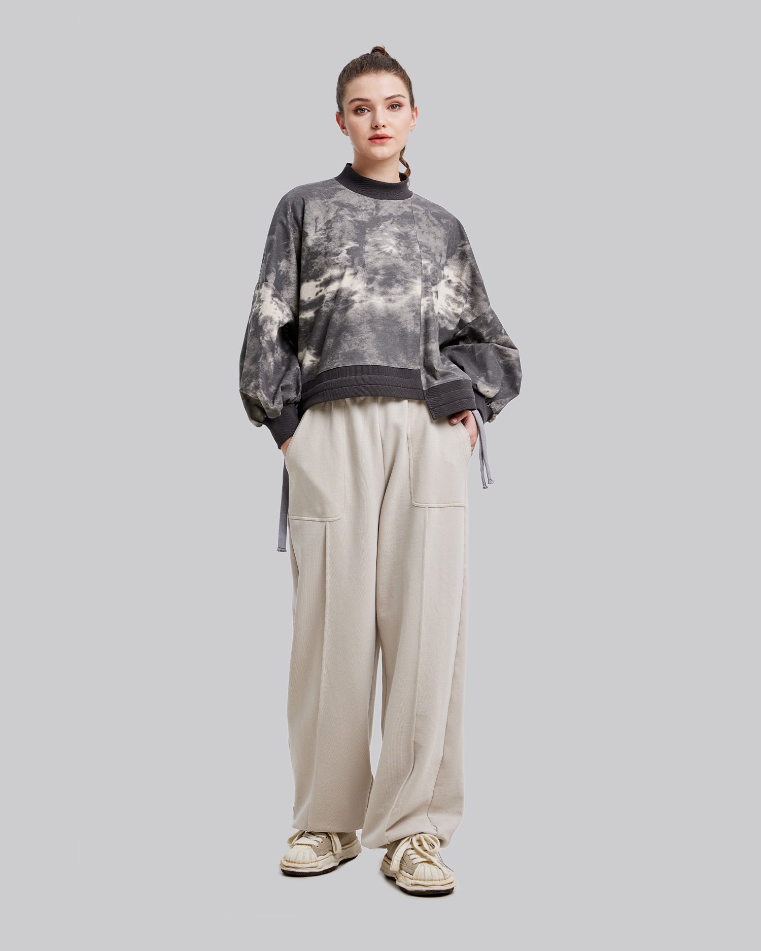 Pants with Decorative Stripes - Light Grey, S image