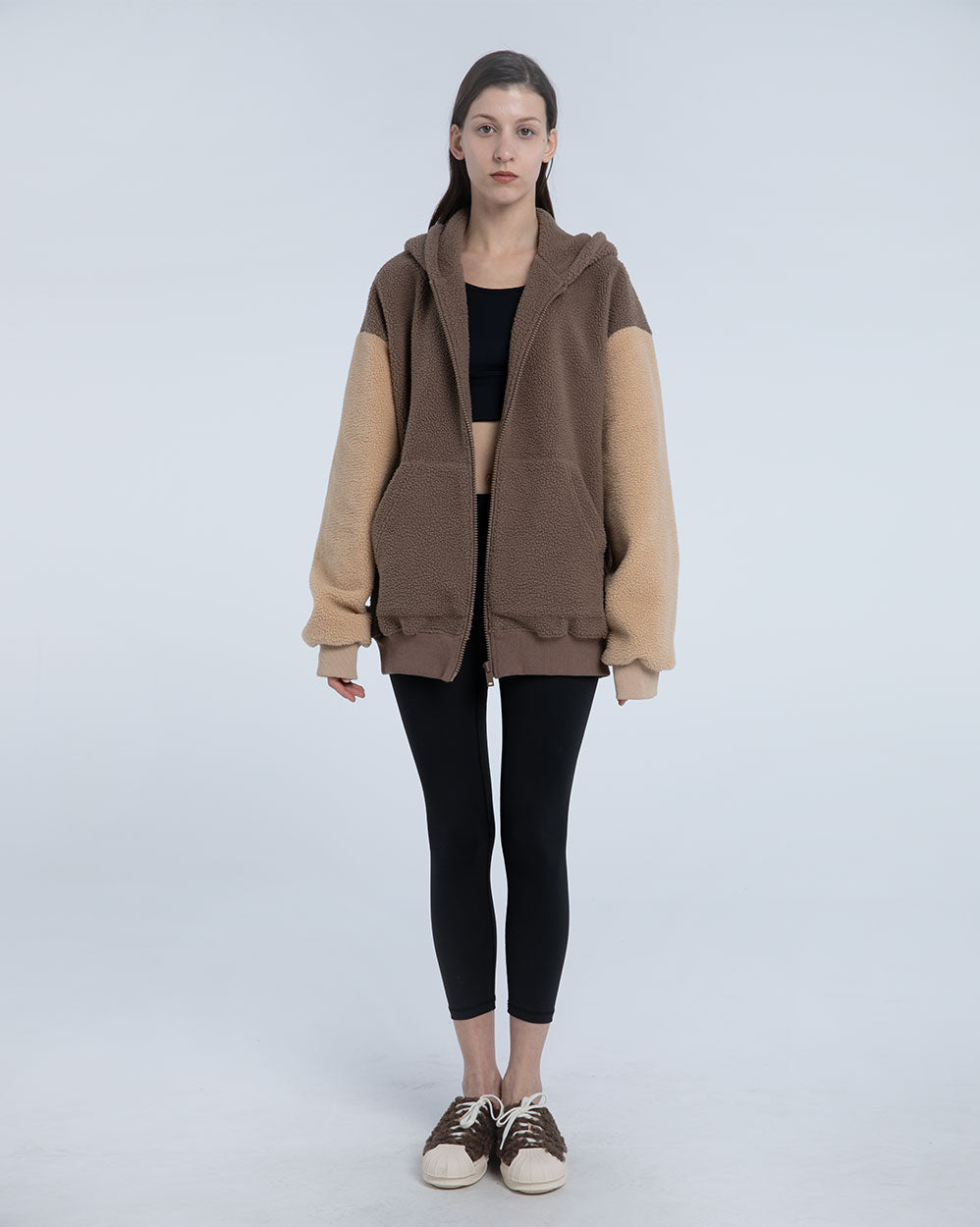 Hooded Terry Contrast Jacket - Brownie Splice, XXL image