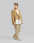 Faux Two-Piece Blazer - Light Khaki, L image