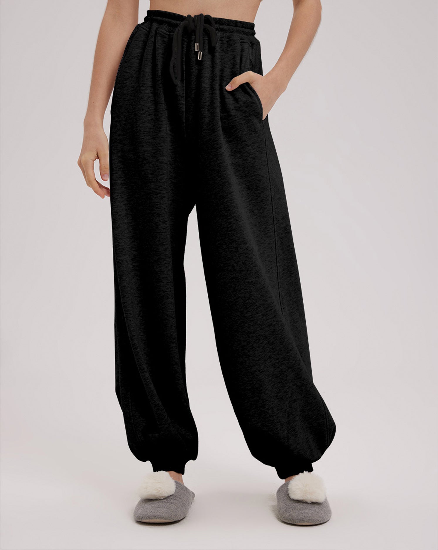 Balloon Cotton Sweatpants - Black, S image