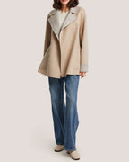 Patchwork-Detail Two-Tone Reversible Wool Coat image 1