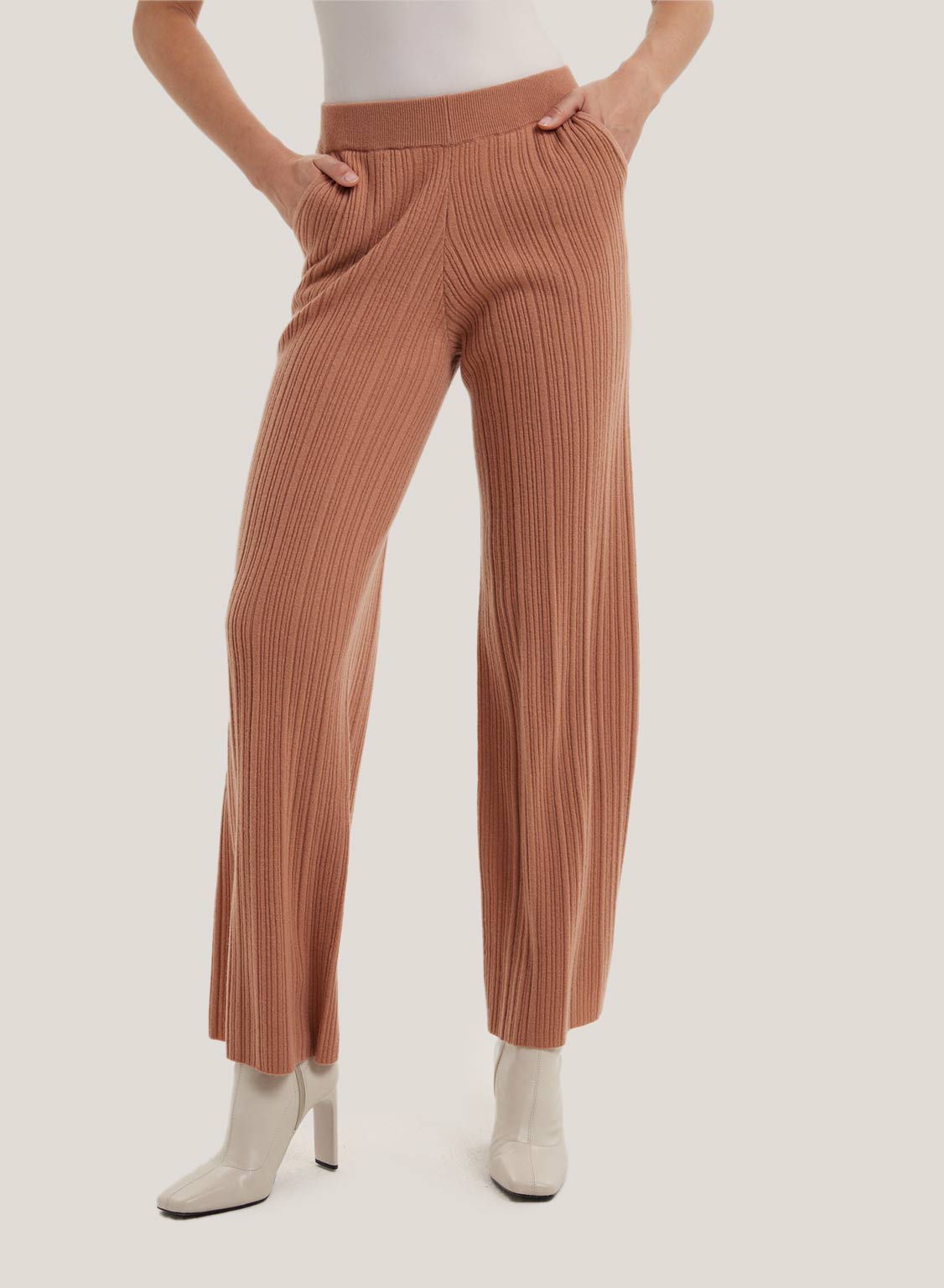 Wool-Cashmere Wide-Leg Trousers - Careys Pink, XXXL image