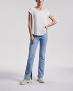 Draped Boxy Zipper Tee - White, L image