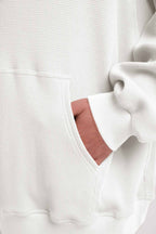 Half-Zip Front Pocket Pullover - White, M image