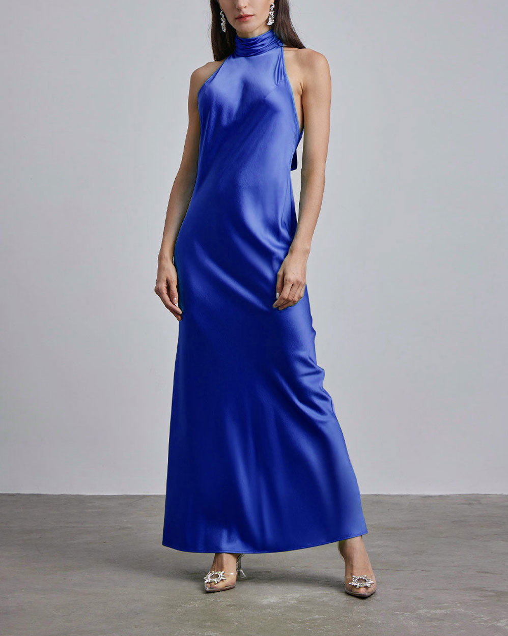Sleeveless Cocktail Silk Maxi Dress - sapphire, XL image