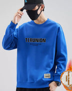 Letter Detail Cotton Sweatshirt - Azure, XXL image