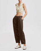Linen Tapered Pants - Coffee, XS image
