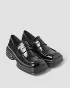 Square Toe Loafers - Crocodile-print Black, 6 image