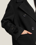 Buttoned Pocket Front Midi Wool Coat image 4