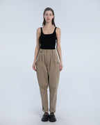 Patch Pocket Ankle Strap Tapered Pants - Khaki, S image