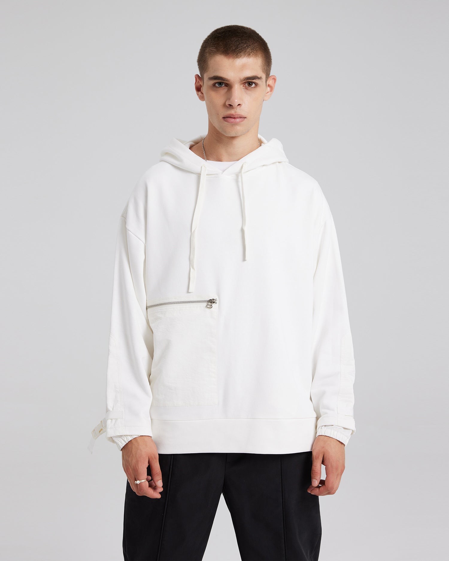 White Zippered Hoodie image 1
