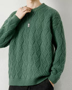 Crewneck Cable-Knit Jumper - DarkGreen, XL image