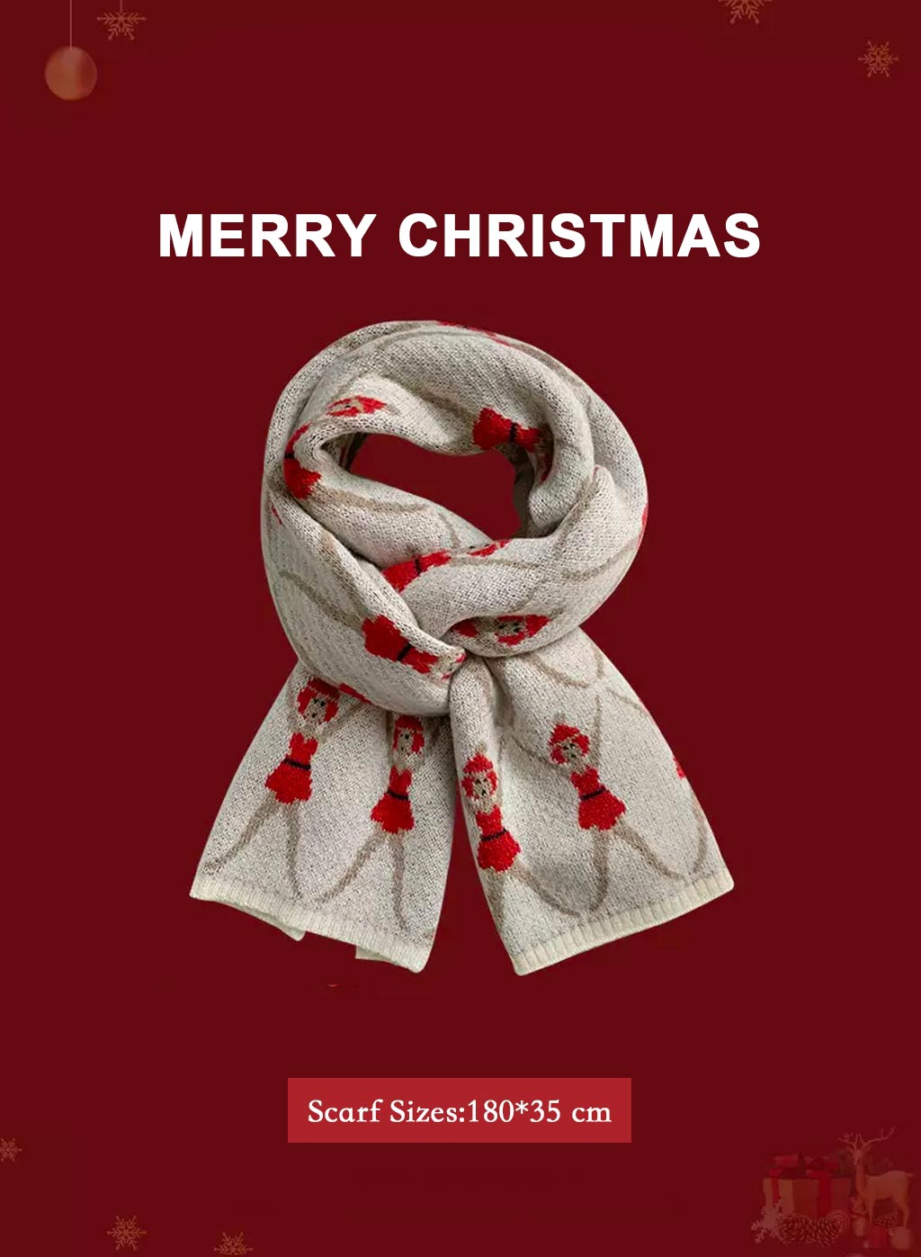 Soft &amp; Warm knitted Christmas scarf - Mexican Red, OS image