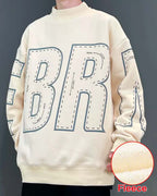 Layered Neck Cotton Sweatshirt - Cream, L image