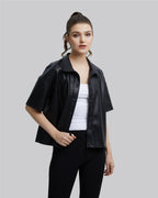 Faux-Leather Short-Sleeve Shirt image 3