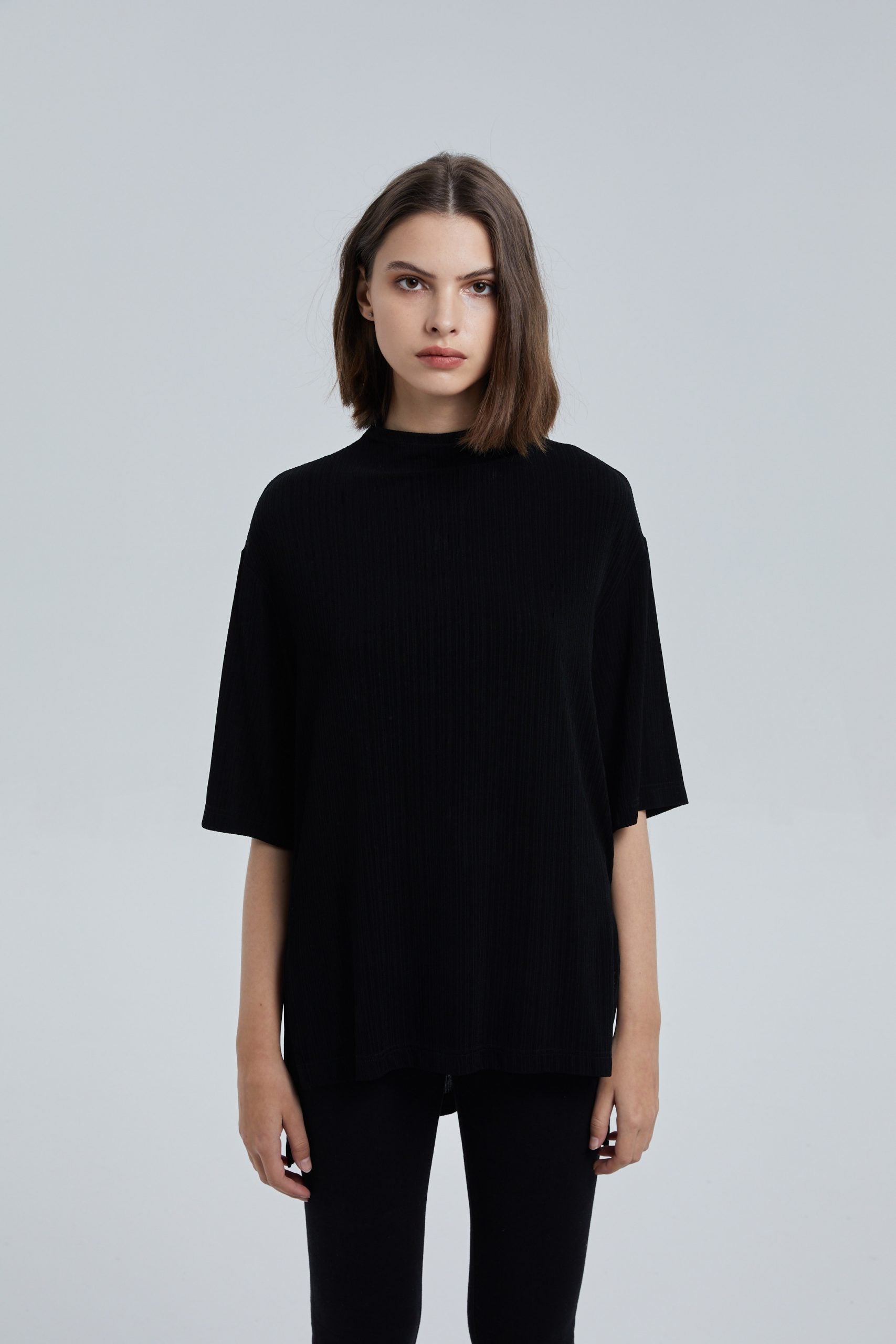High-Low Hem Short Sleeve Top - Black, XL image