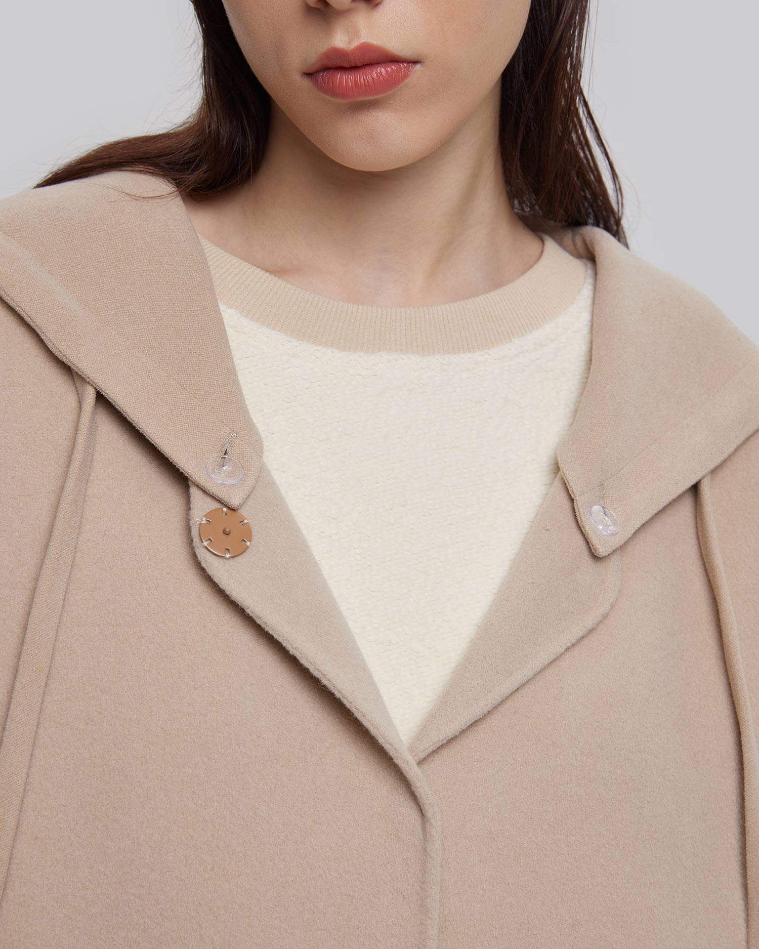 Detachable-Hood Wool Long Coat image 5