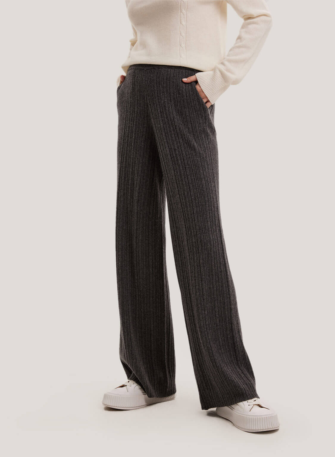 Wool-Cashmere Wide-Leg Trousers image 1