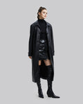 Faux-Leather Long-Coat - Black, S image
