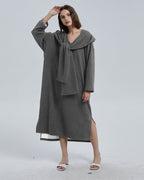 Lounge Dress With Hooded Scarf - Dusty Mint, XXL image