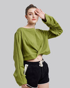 Cross-Front Cropped Sweatshirt image 3