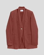 1 × Linen Layered Blazer - Brown, S image