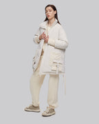 Layered Pocket High Collar Puffer Jacket - White, XS image