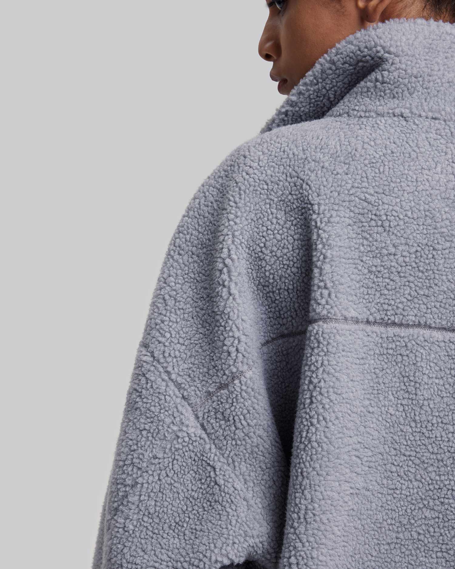 Fleece Coat in Silver image 5