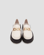 Leather Loafers With Chain - White, 7 image