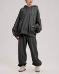 Pure Cotton Zip-Up Hoodie Set - Dark Gray, S image