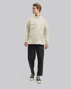 Off Center Pleat Sweatshirt - Greige, L image