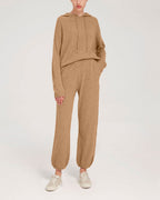 Fine-Knit 100% Wool Hoodie Set - Camel, L image