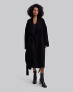 Cashmere Long Wrap Coat - Black, S image